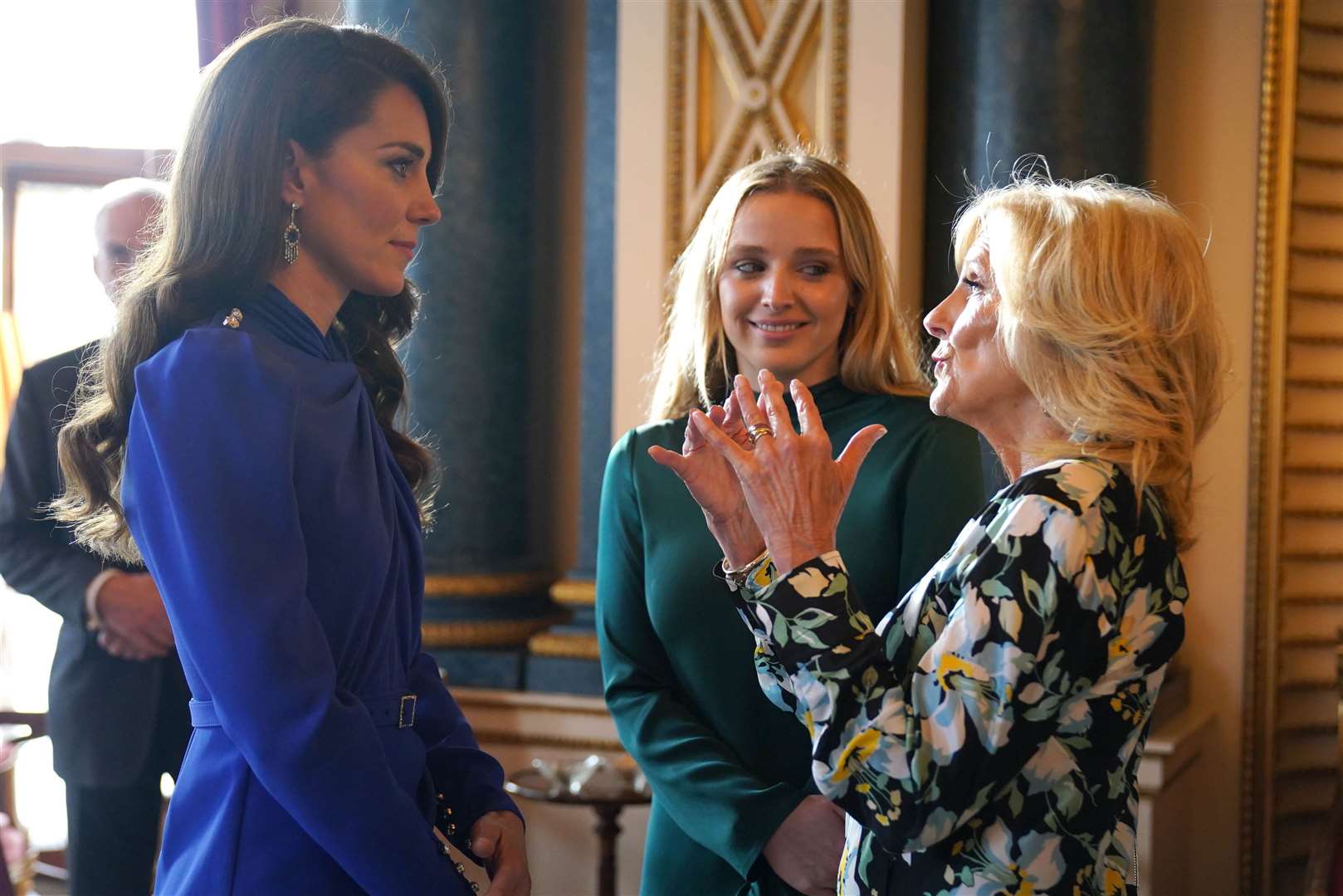 The Princess of Wales speaks with the First Lady of the United States, Dr Jill Biden at Buckingham Palace (Jacob King/PA) 