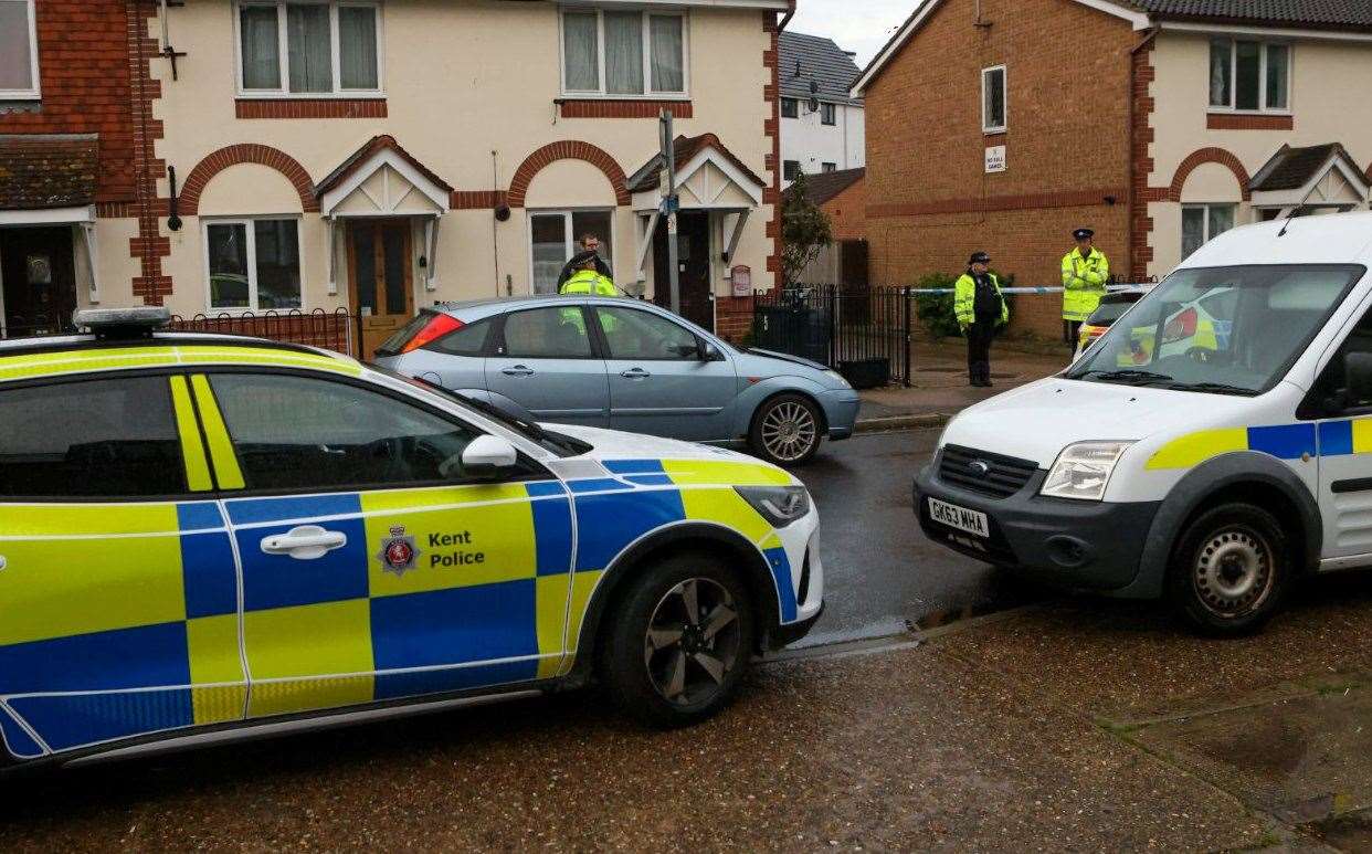 There was a heavy police presence in the road. Picture: UKNIP