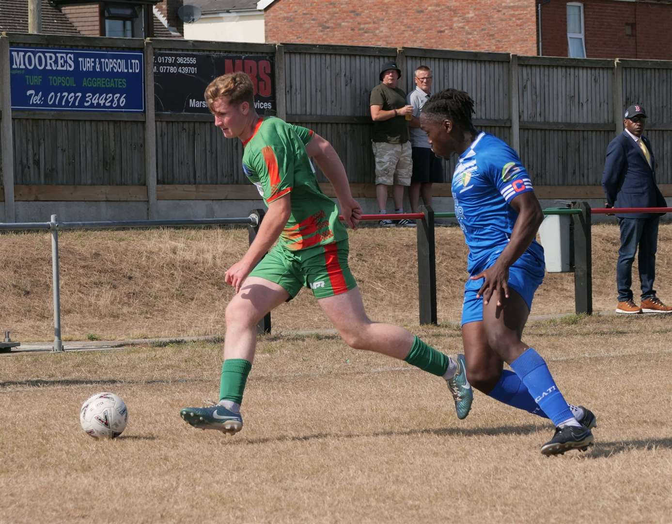 Action from Lydd's 4-3 defeat by Holmesdale in the Southern Counties East Premier Division. Picture: John Botten