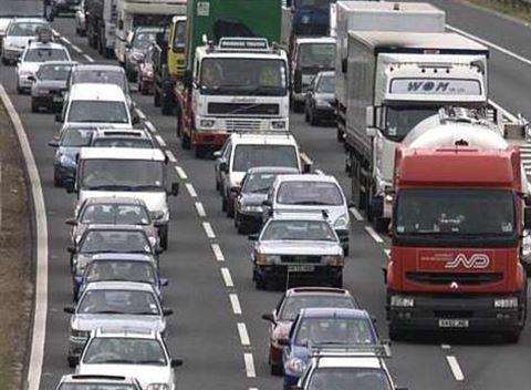 Heavy traffic after motorbike crash. (Stock picture)