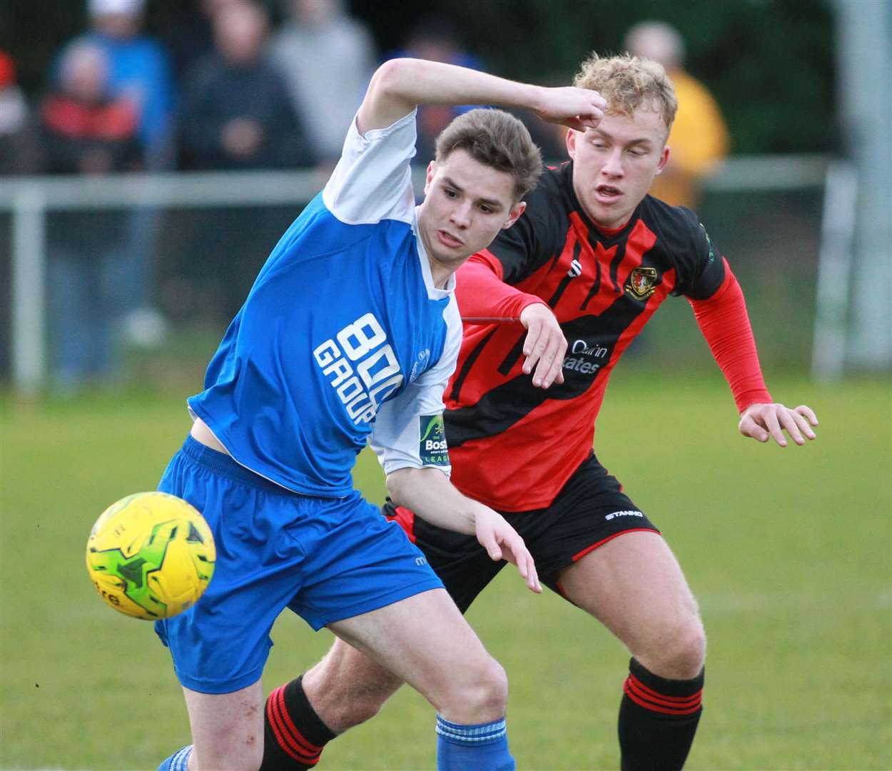 Prolific Jake Embery in action for Herne Bay against former club Sittingbourne Picture: John Westhrop