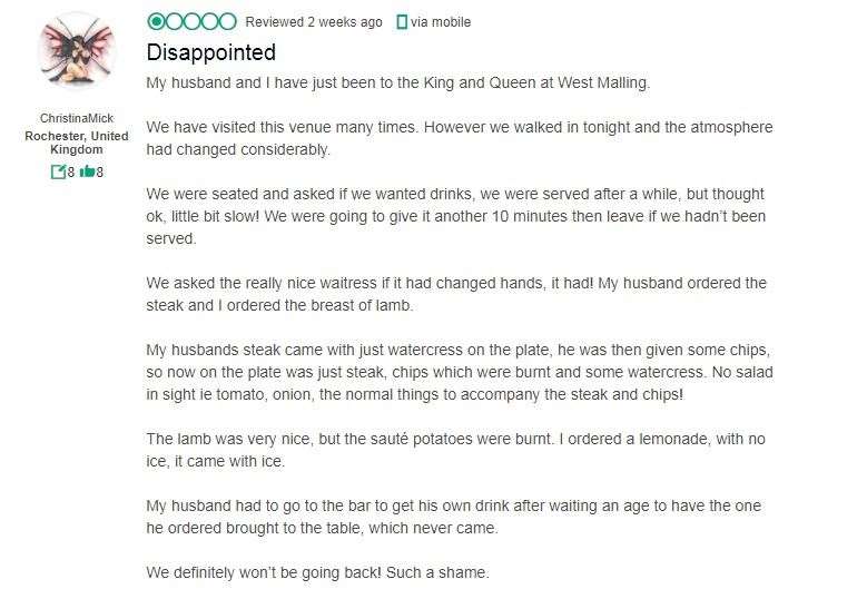 The review left by a customer unhappy with their steak meal. Picture: TripAdvisor
