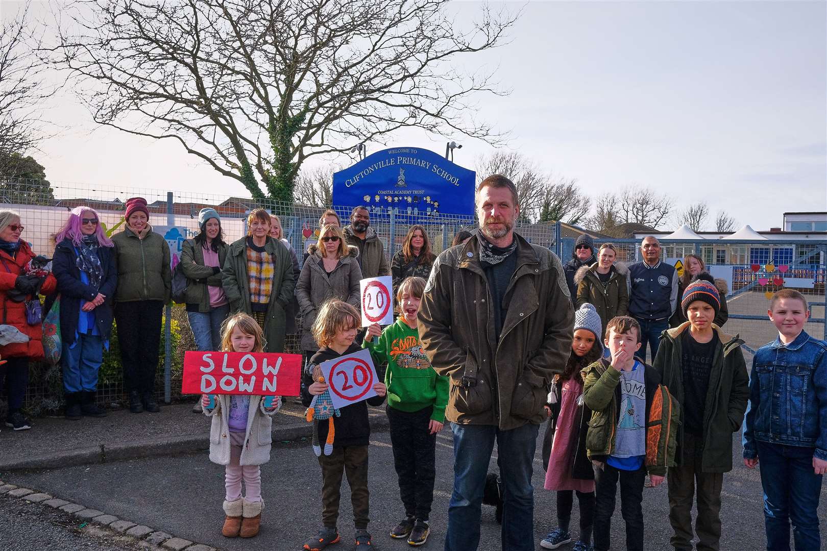 Campaigners in Cliftonville hold protest calling for 20mph speed limit after spate of crashes in the area. Picture: Alan Harford