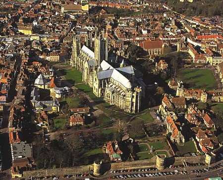 Canterbury Cathedral and the city wall as featured in the book Castles From the Air. Picture: BLOMSBURY