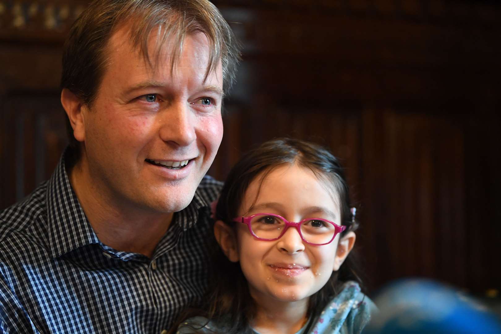 Father and daughter after the five-year-old returned to the UK in 2019 so she could attend school (Victoria Jones/PA)