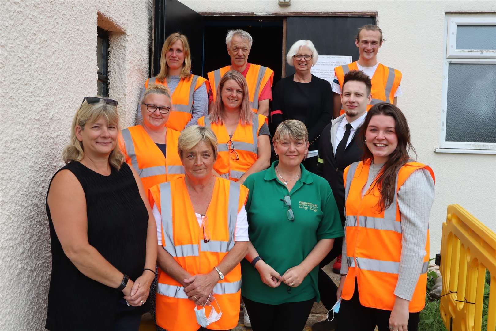 The team on the steps of Sheerness East WMC on the final day of the Sheppey asymptomatic Covid testing station at Halfway