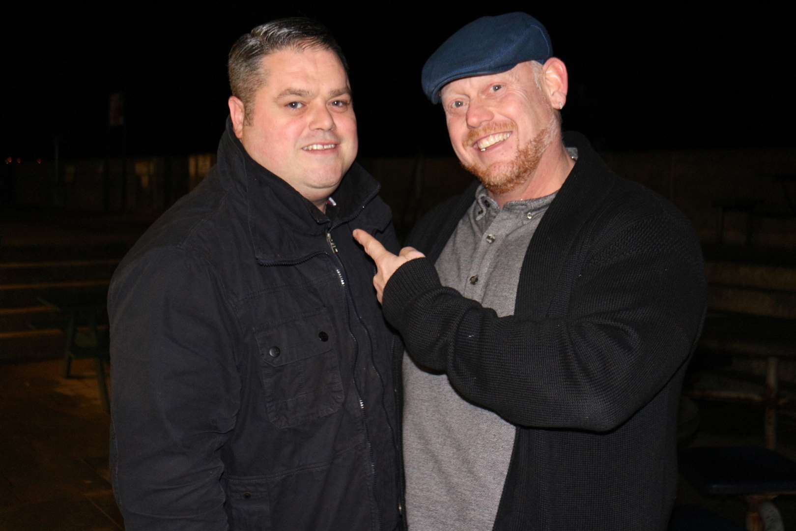 Producer Jim Lewis (right) at the screening