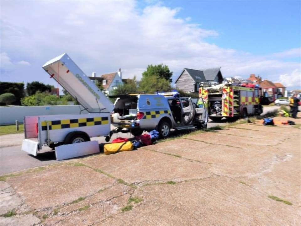 Emergency services were called to Littlestone beach yesterday. Photo: Dungeness Coastguard