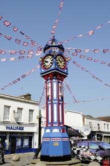 The newly painted clock in Sheerness