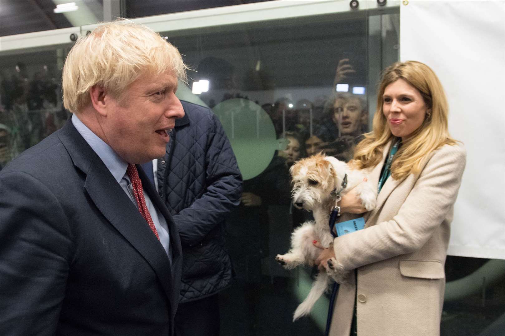 Boris Johnson with Carrie Symonds and Dilyn the dog (Stefan Rousseau/PA)