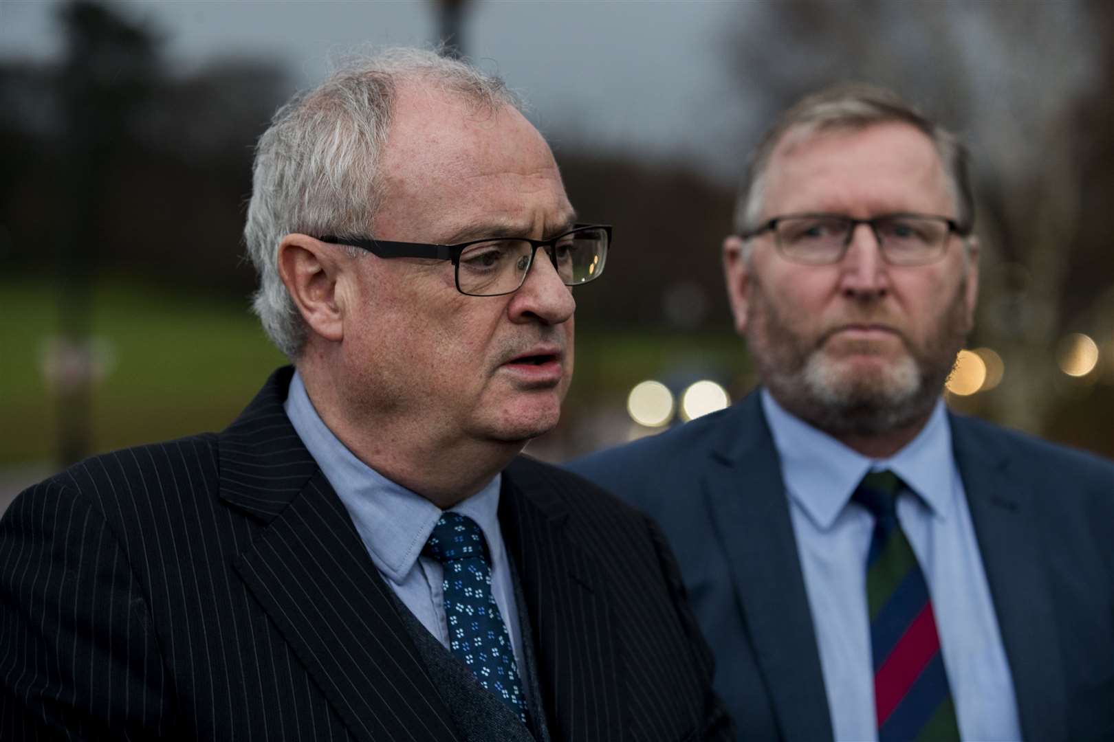 UUP leader Steve Aiken (left) with party colleague Doug Beattie. (Liam McBurney/PA)