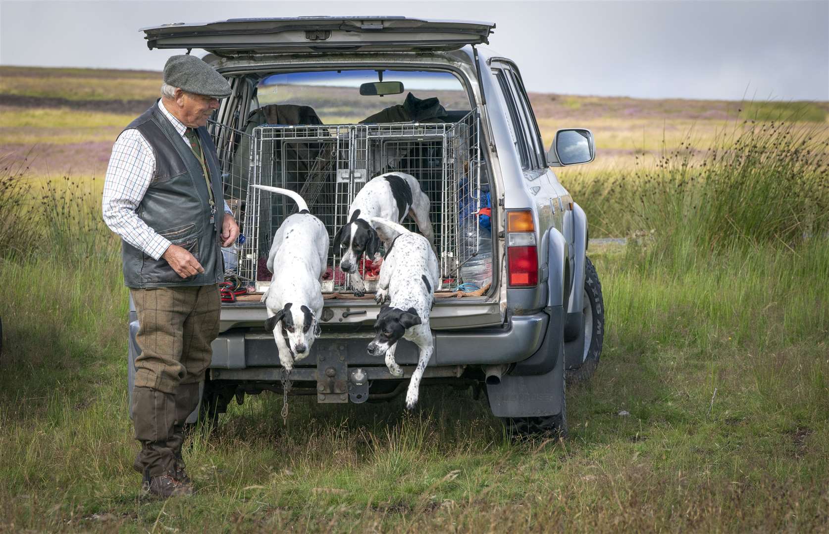 Peter O’Driscoll with his pointer dogs (Jane Barlow/PA)