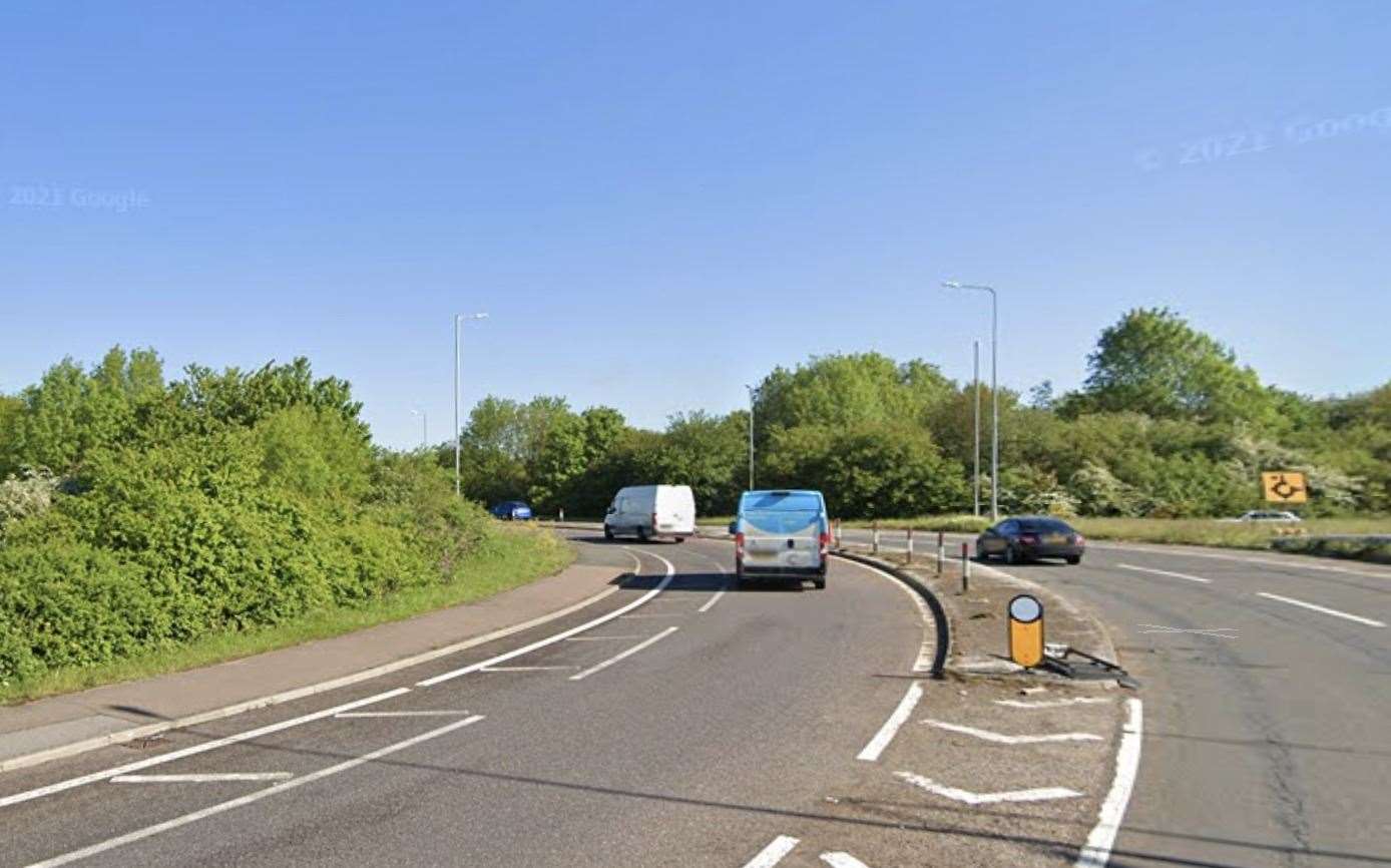 The A249 slip-road is closed for barrier repairs. Picture: Google Street View