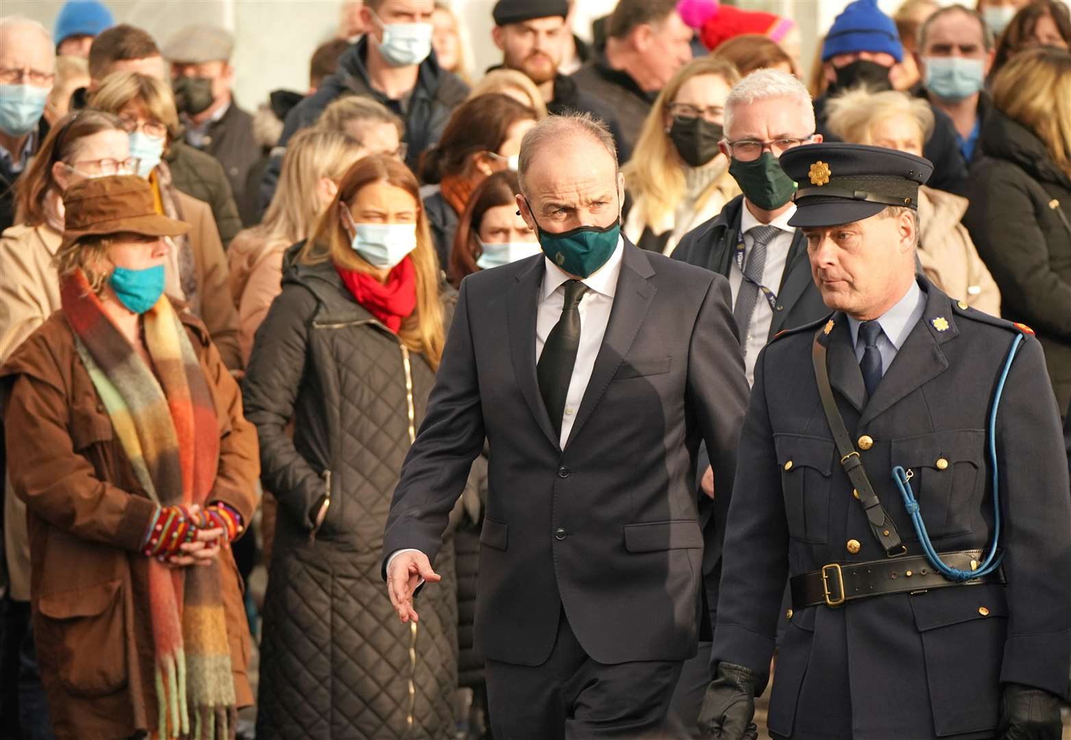 Taoiseach Michael Martin arrives at St Brigid’s Church (Niall Carson/PA)