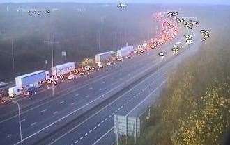 Traffic was building on the M20 this morning. Picture: Traffic England