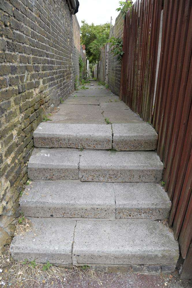 The alleyway off Corkwell Street where a woman was allegedly raped