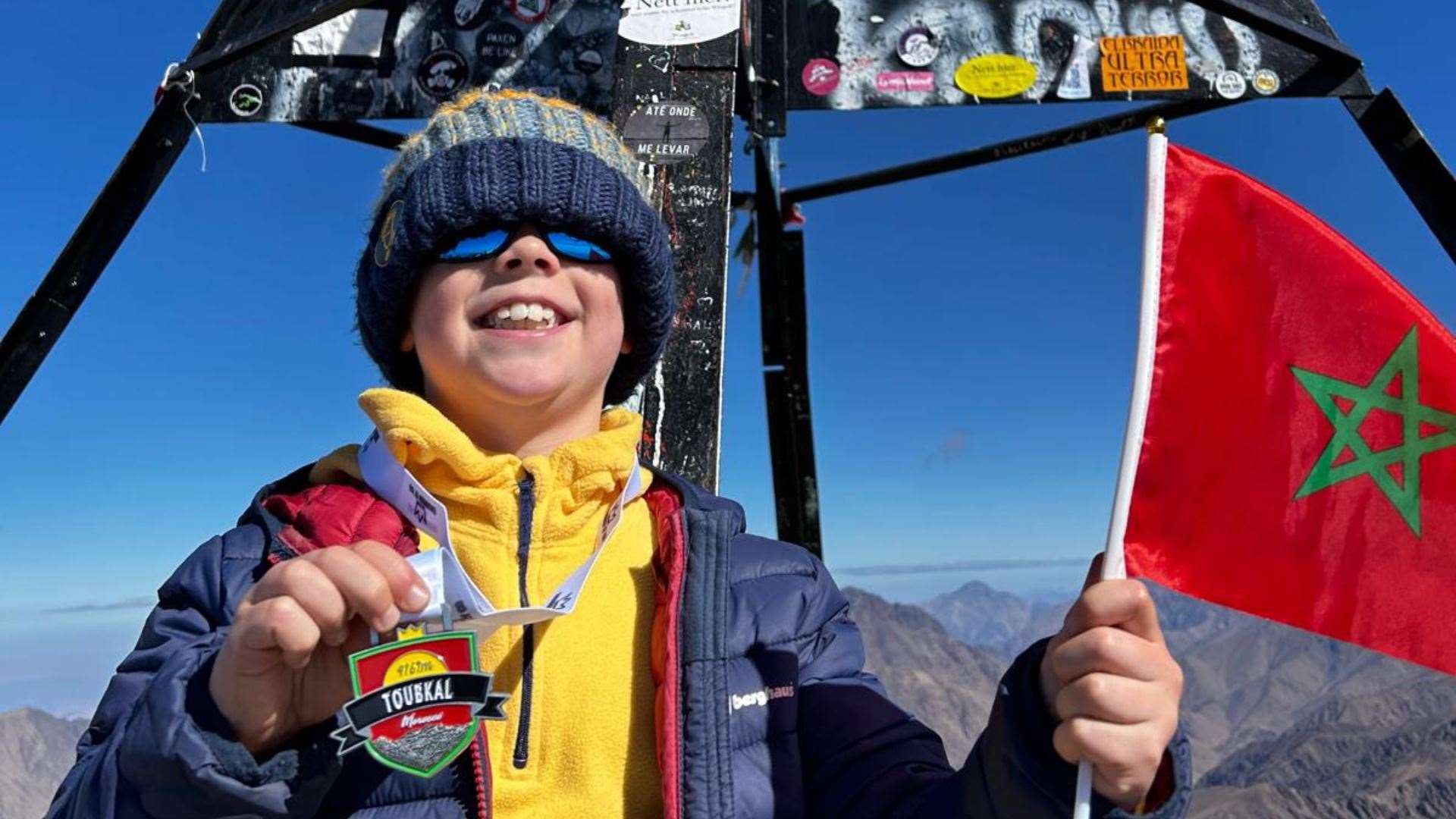 In October, Frankie and his mother Basia climbed the 4,160m-high Toubkal in Morocco (Basia McMillan/PA)