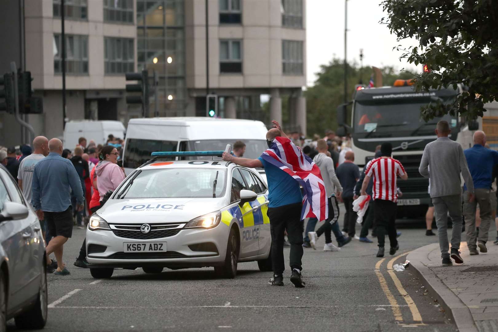 Kieran Usher taking part in disorder in Sunderland city centre on August 2 (Scott Heppell/PA)