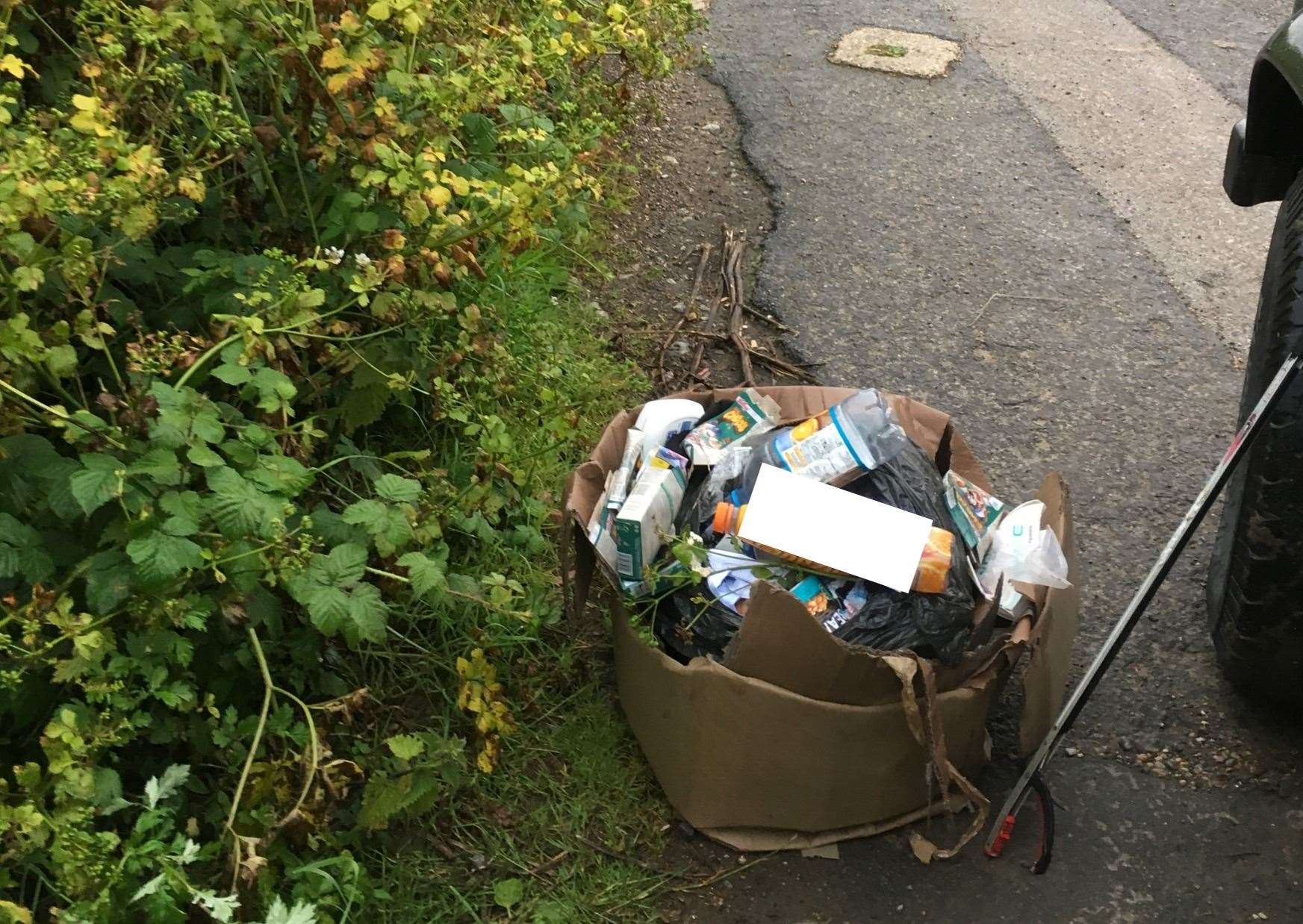 James Highwood has been fined for dumping this cardboard box filled with household waste