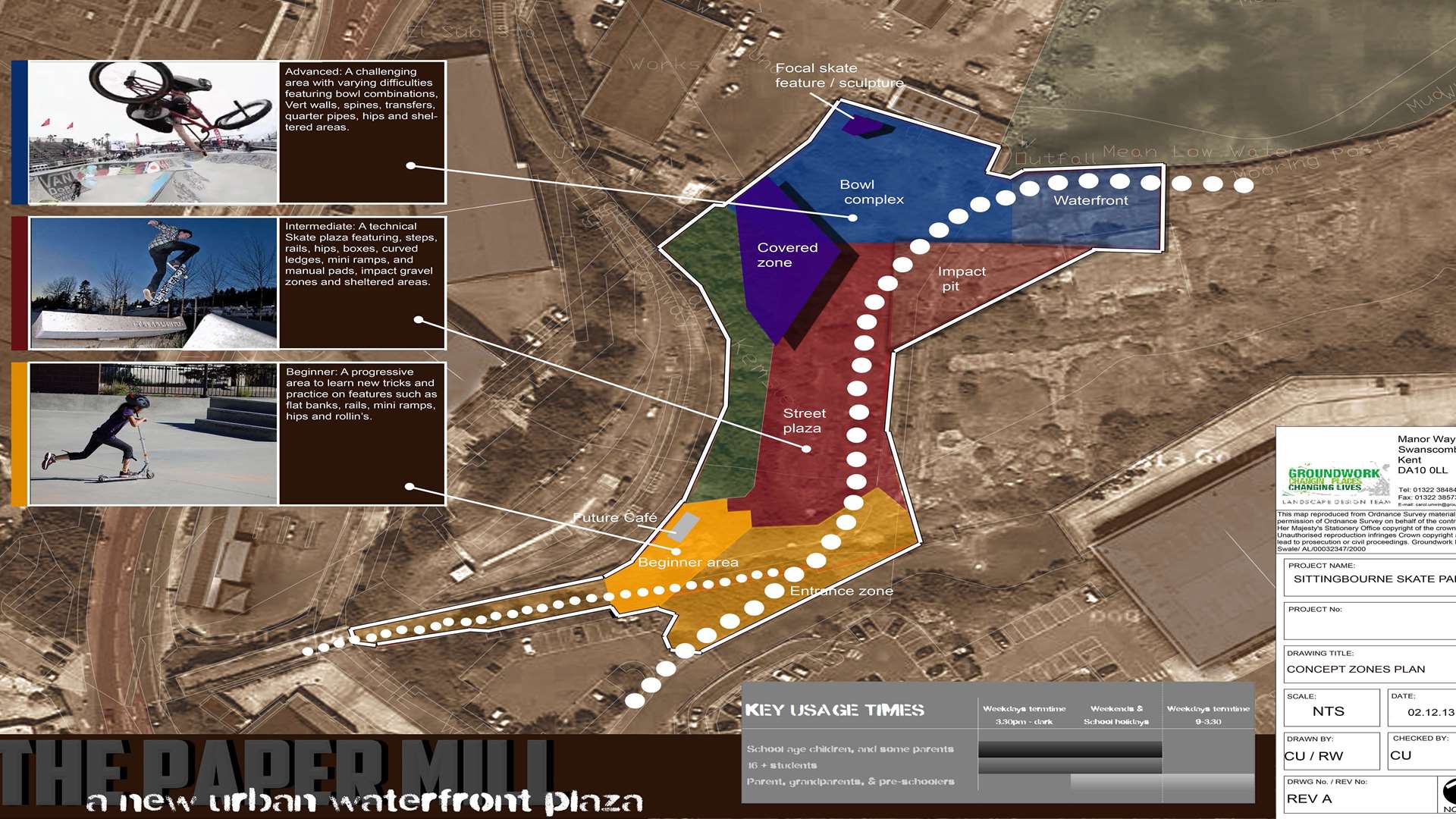 Outline plans for the proposed skatepark