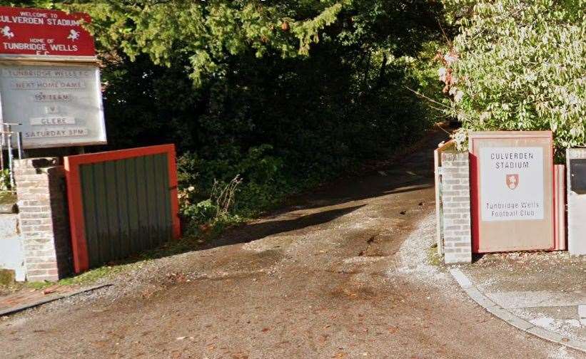 The entrance to Tunbridge Wells FC's existing grounds at Culverden Down