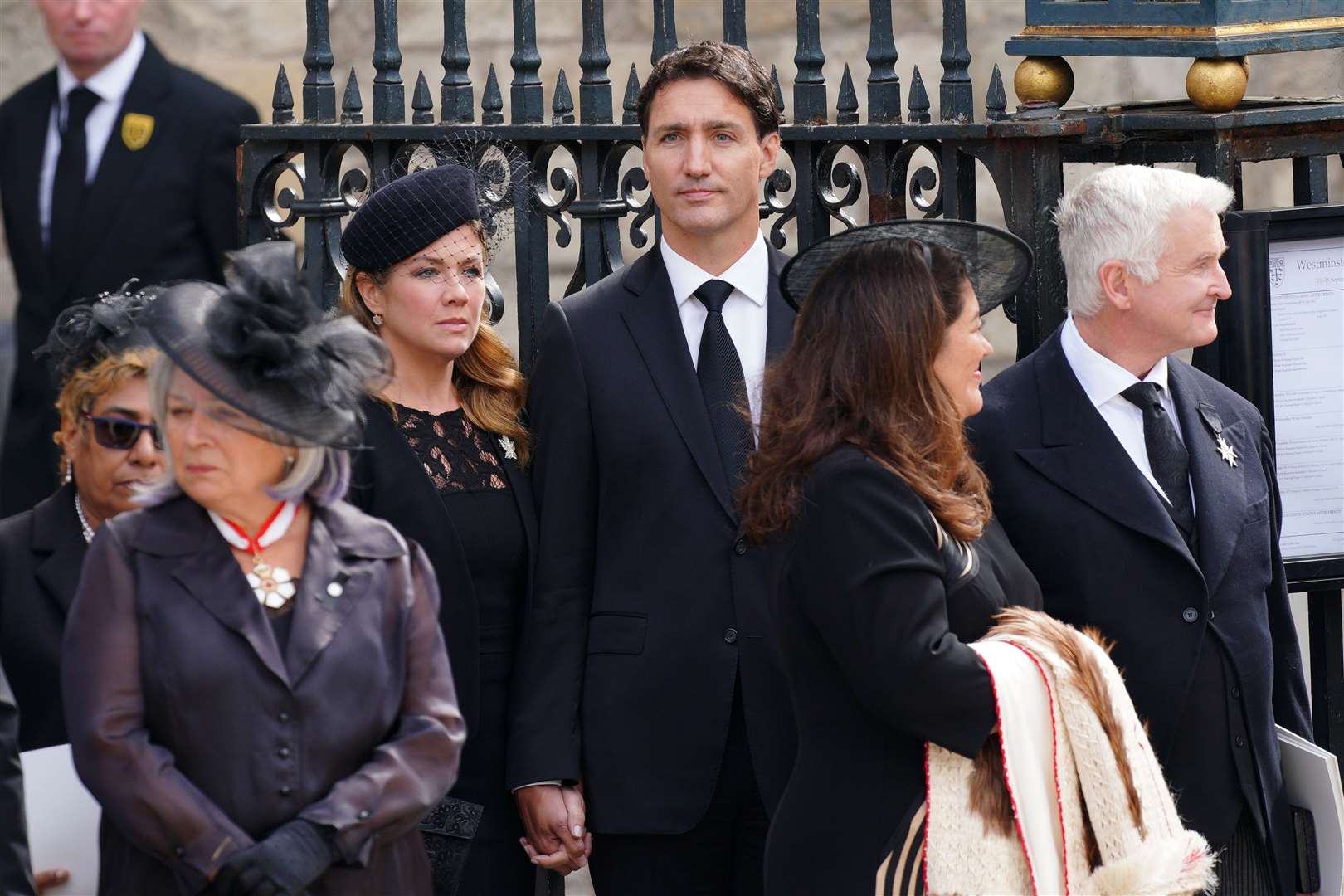 Canadian Prime Minister Justin Trudeau and his wife, Sophie, leave Westminster Abbey (Peter Byrne/PA)