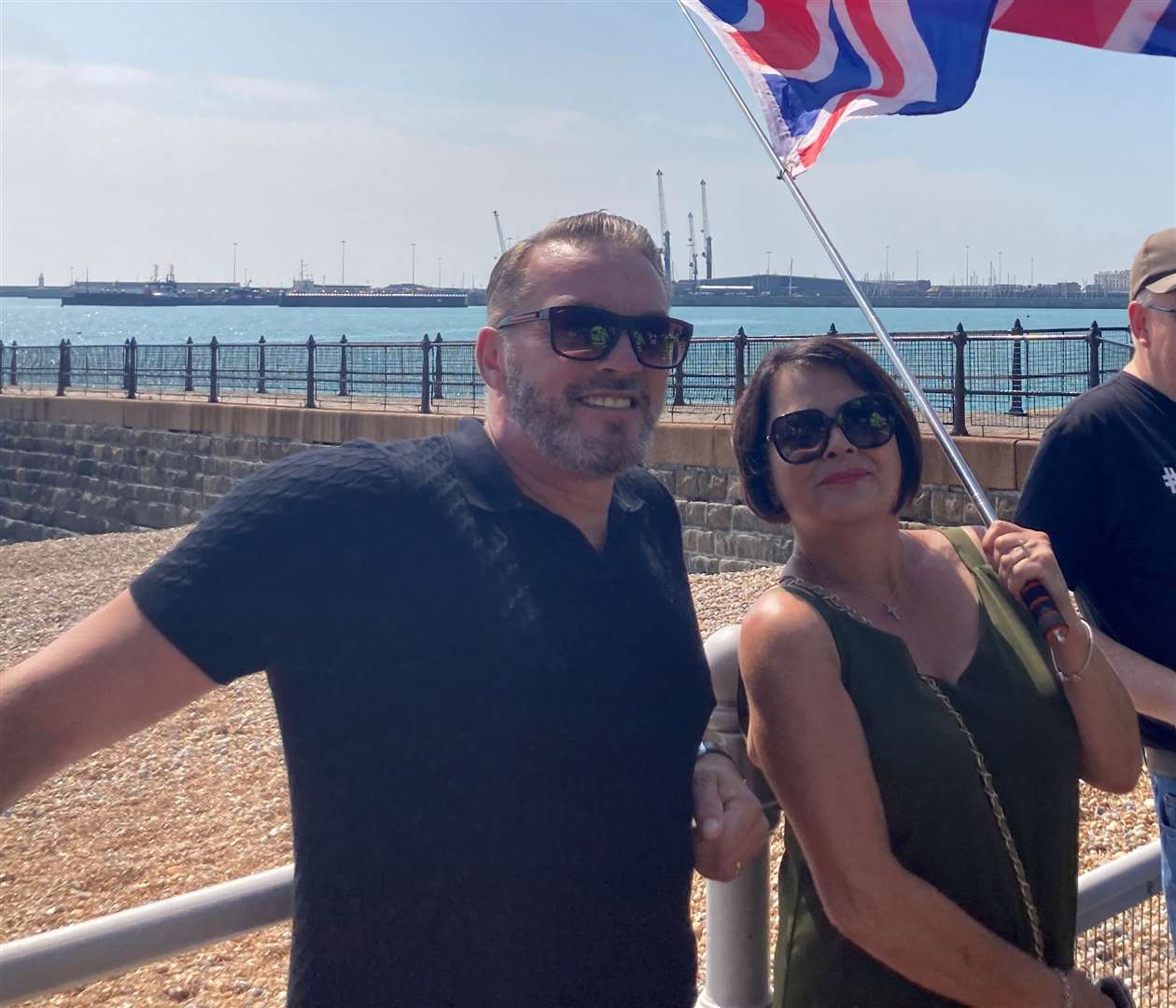 Dean (pictured left) was among those who turned out in Dover to protest against immigration