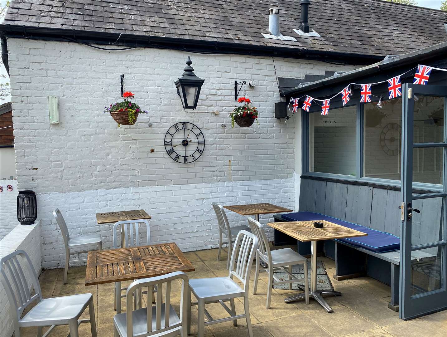 Patio area out of the back of the pub