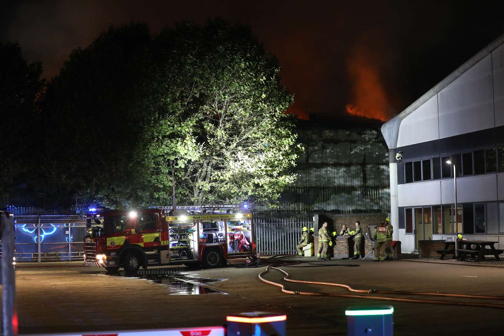 Firefighters at the scene of the major fire. Picture: UKNIP