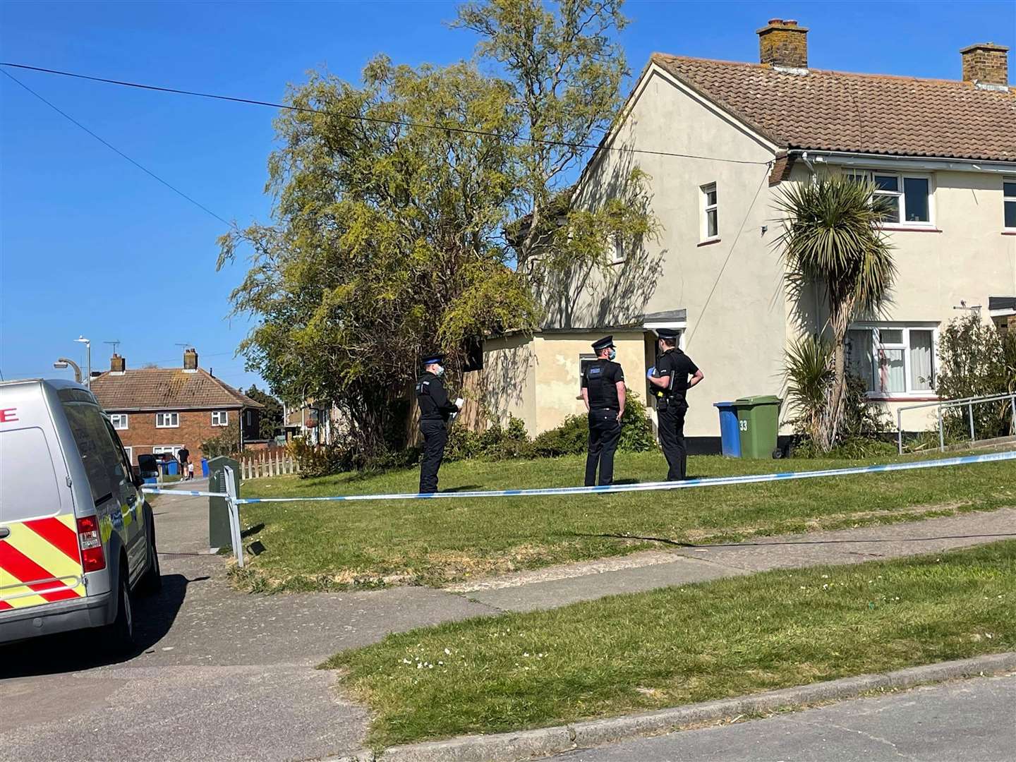 Police outside house in St John's Avenue, Sittingbourne