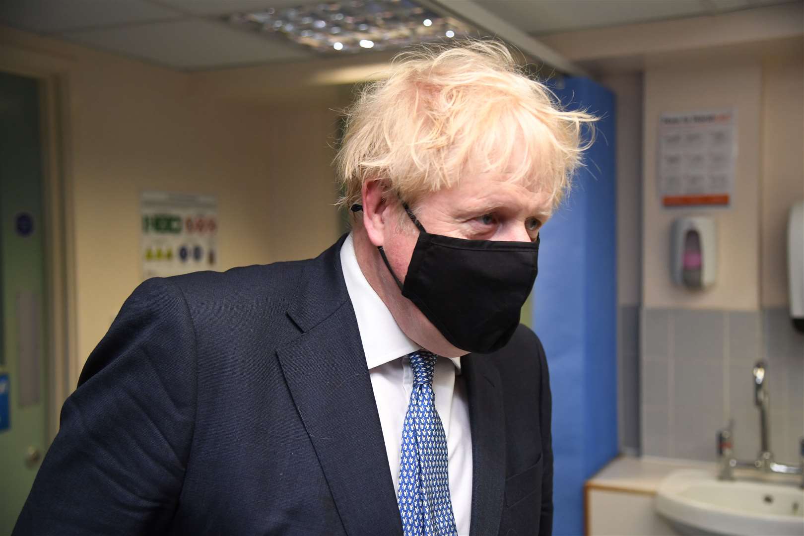 Prime Minister Boris Johnson during a visit to Tollgate Medical Centre in Beckton in east London (Evening Standard/Jeremy Selwyn/PA)