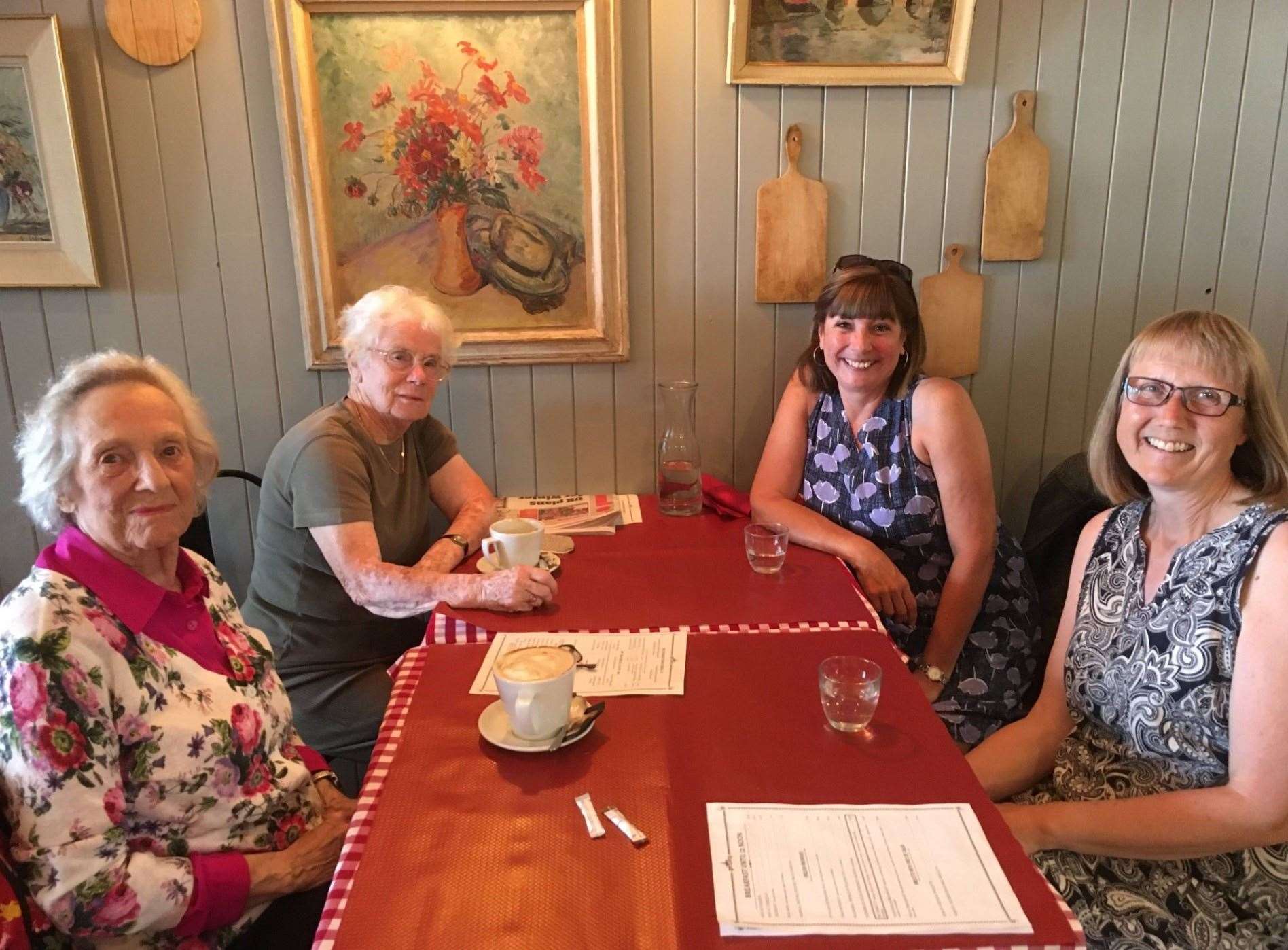 Iris Shepherd and Olive Lindsay meet up with Diane Bromley and Wendy Pfeiffer of Inspired Friendships at Frederic Bistro in Maidstone