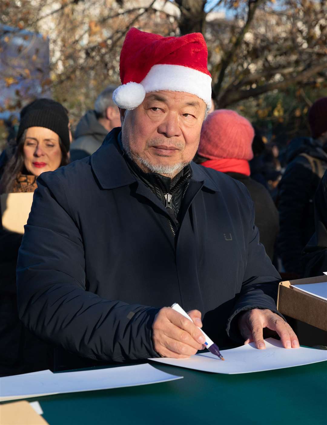 Ai Weiwei at Speaker’s Corner in London in a show of support for Chinese protesters (Lucy North/PA Wire)