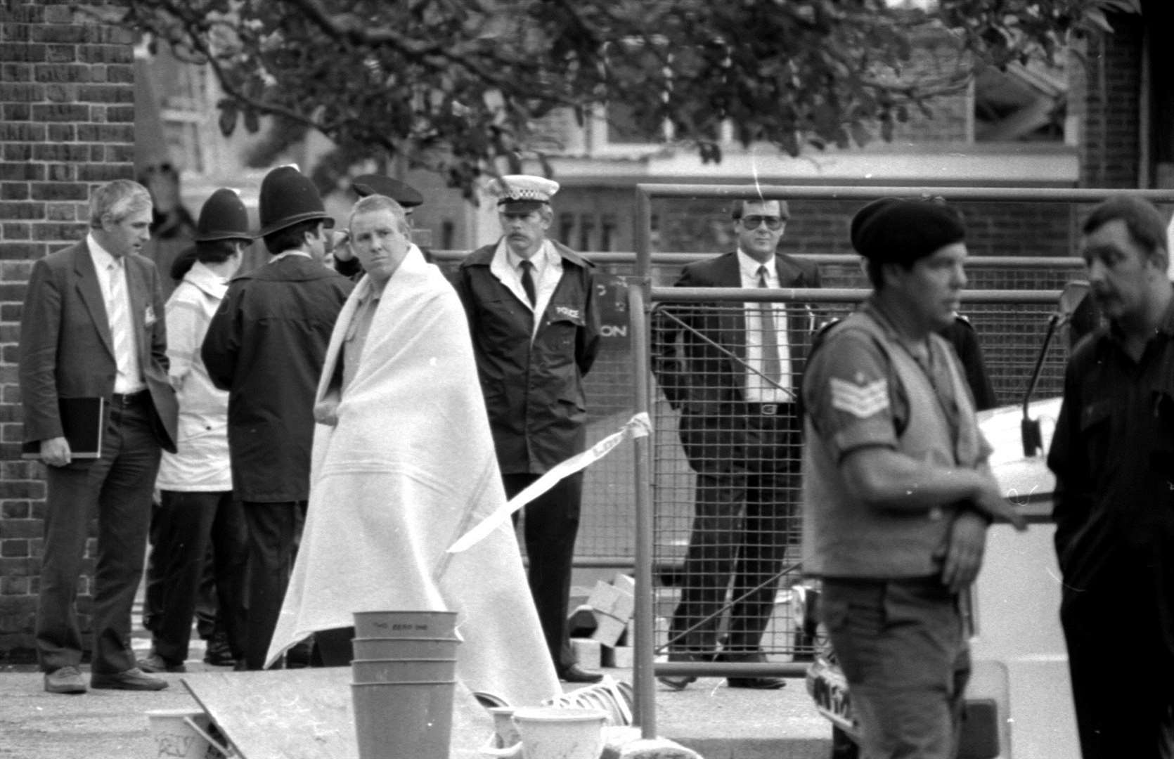 The aftermath of the Deal Bombings at the Royal Marines School of Music Building on September 22, 1989