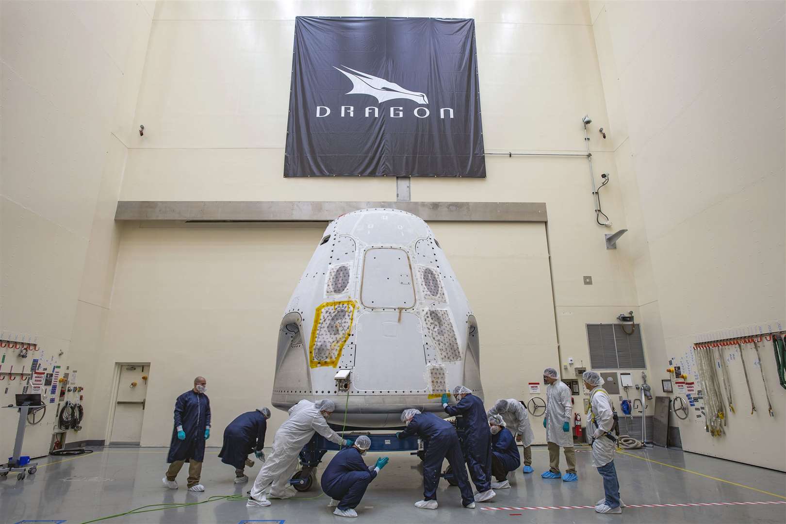 The SpaceX Crew Dragon spacecraft at the Kennedy Space Centre in Florida (SpaceX/Nasa/PA)