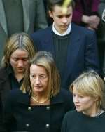 DEVASTATED: Thomas with his mother, Victoria, and sisters Elizabeth and Catherine after the church service in Istanbul. Picture courtesy REUTERS/Peter Andrews