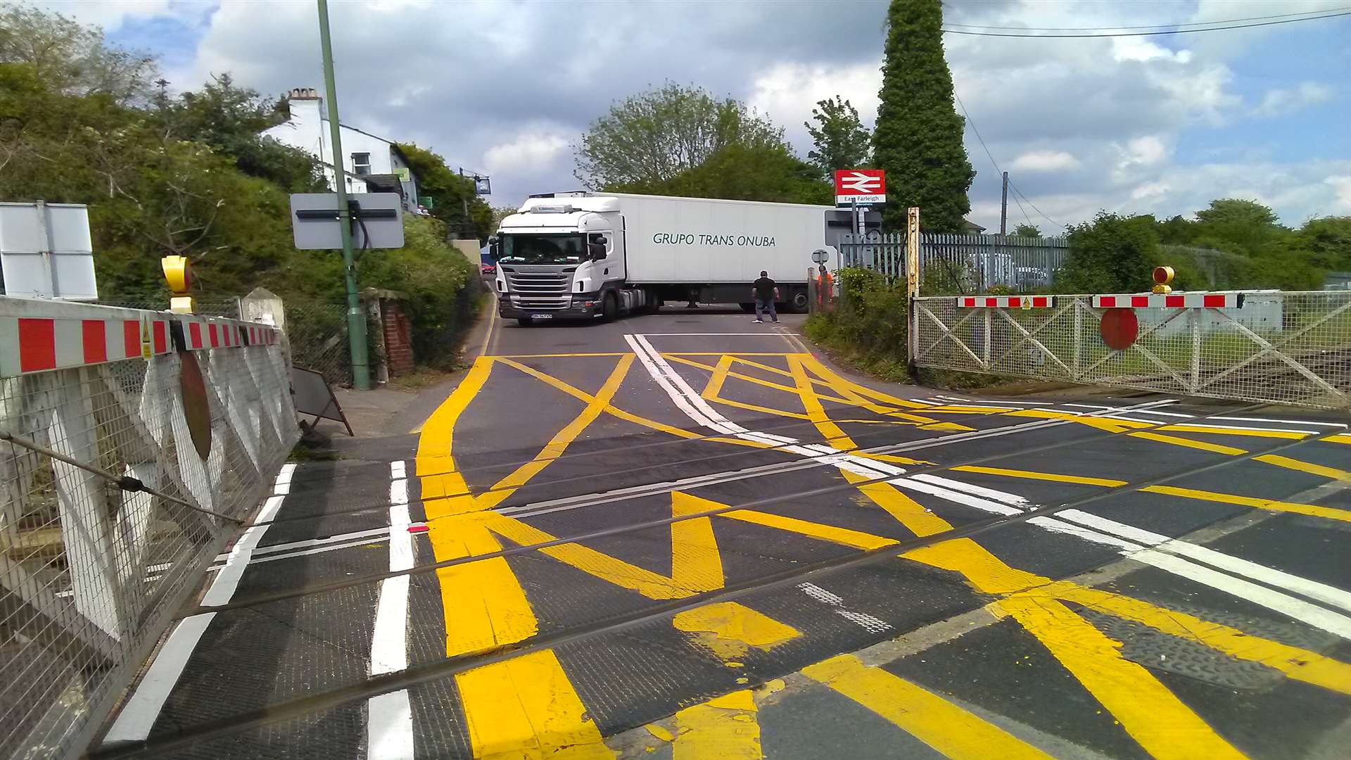 The lorry backed into a nearby car park