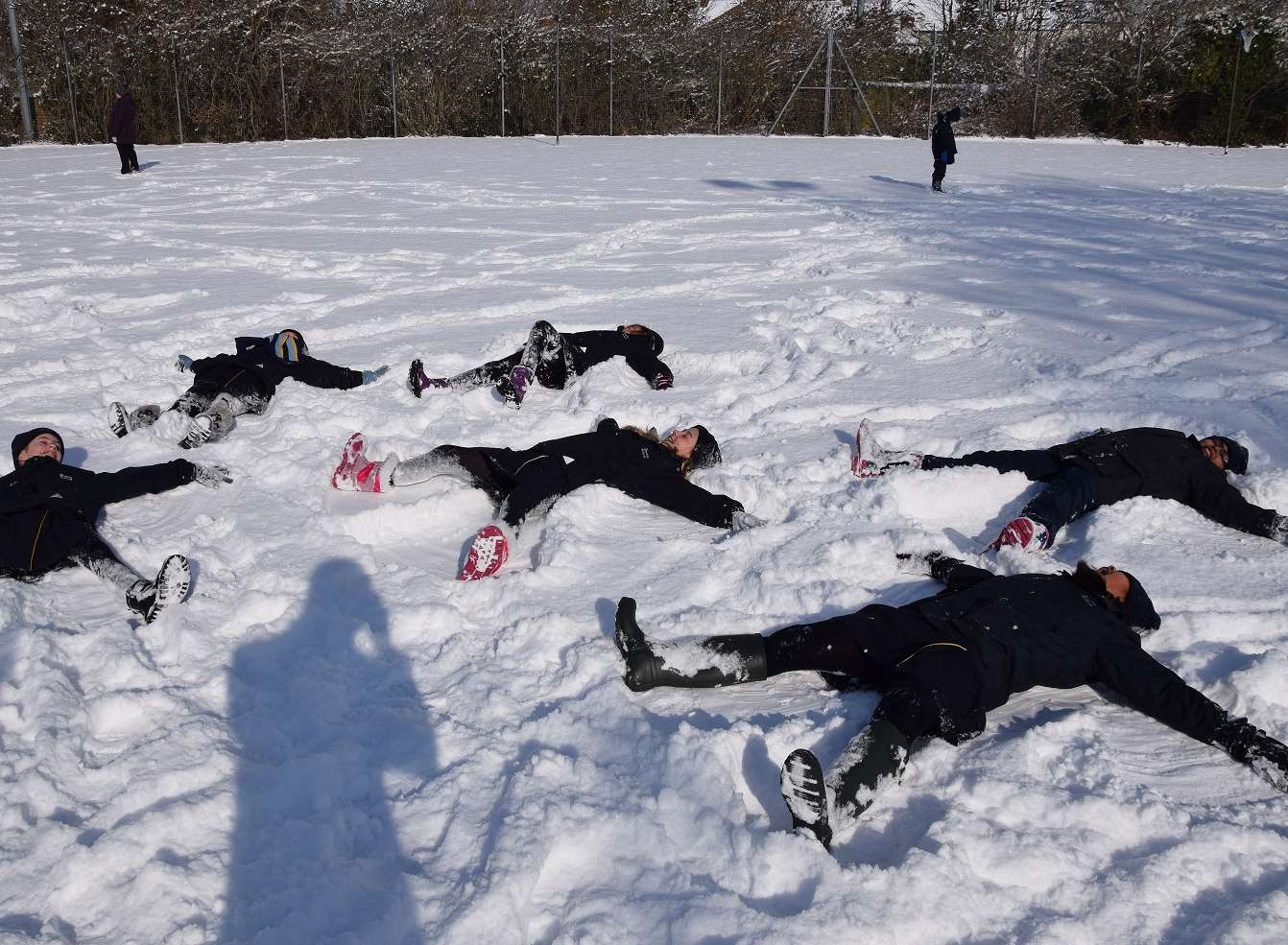 Children playing in the snow at Bronte School.