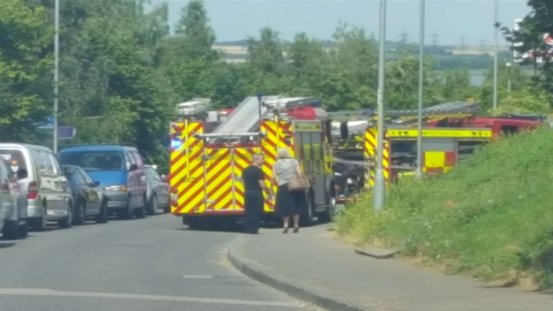 Firefighters used cutting equipment to free the woman from her vehicle