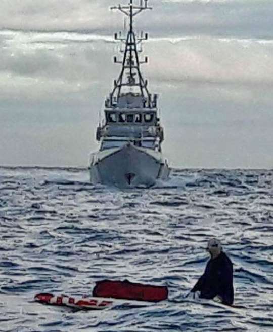 The man was rescued halfway across the English Channel. Picture: Thomas Packman