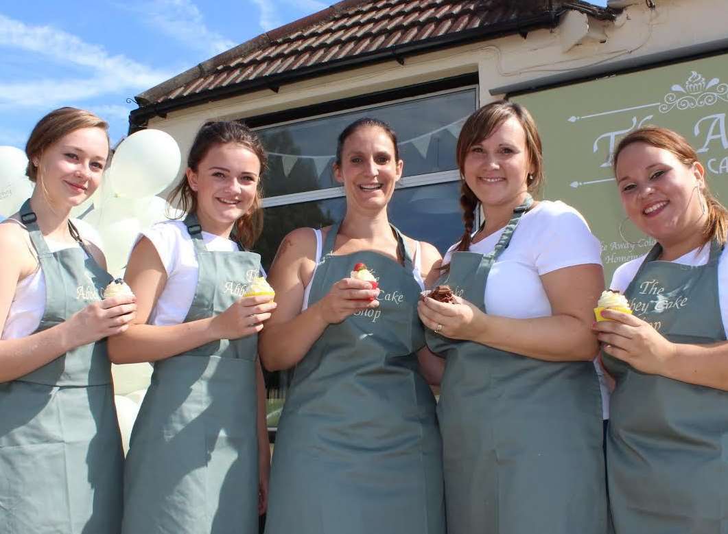 Abbey Cake Shop staff (LtoR) Madison Shufflebotham, Megan Craig, Carrie-Anne Wicketts, Karen Lawrence and Vicky Saint.