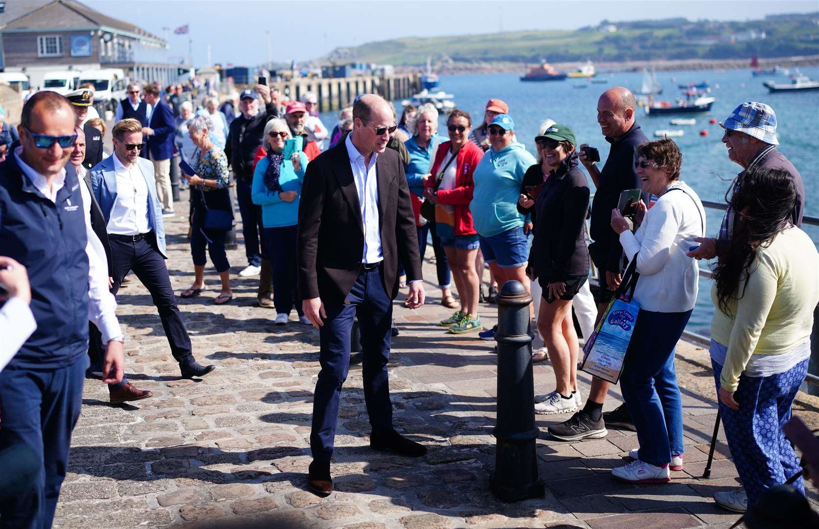 The Prince of Wales during a visit to St Mary’s Harbour, the maritime gateway to the Isles of Scilly (Ben Birchall/PA)