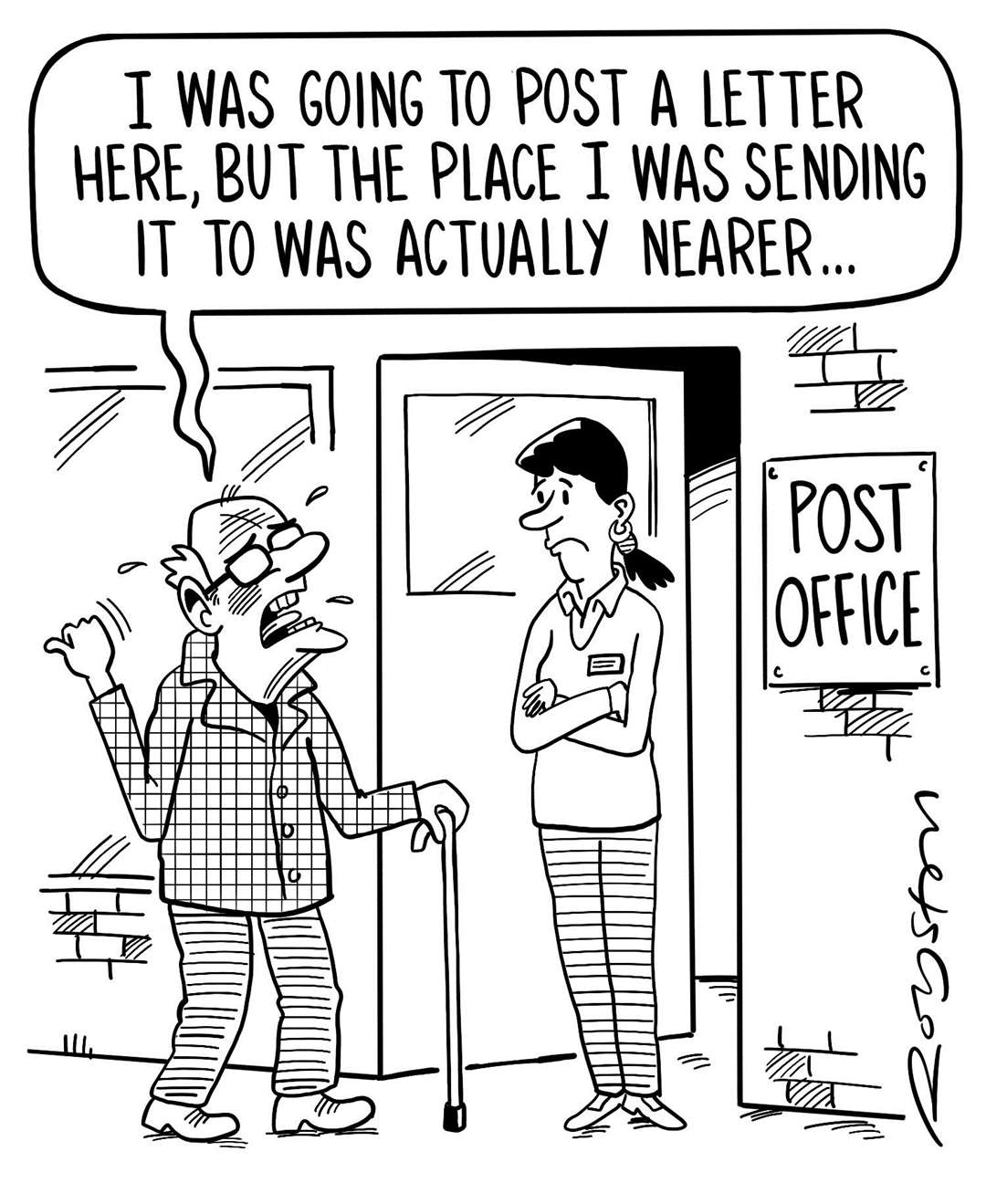 Post office cartoon by Royston Robertson