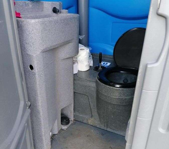 One of the portable toilets on site, pictured in June. Picture: booking.com