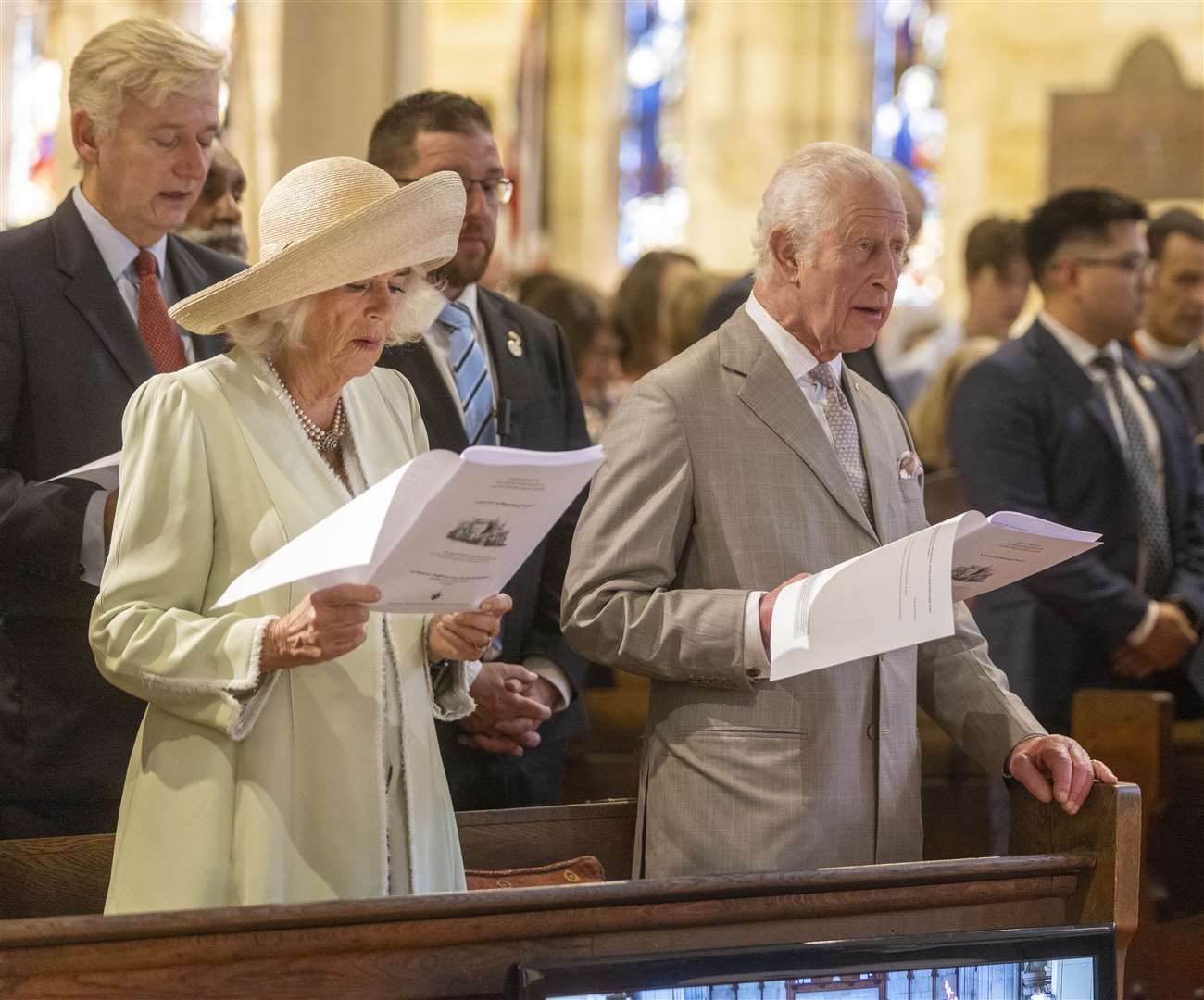 Charles and Camilla attend a Sunday church service at St Thomas’ Anglican Church in north Sydney (Ian Vogler/ The Daily Mirror/PA)