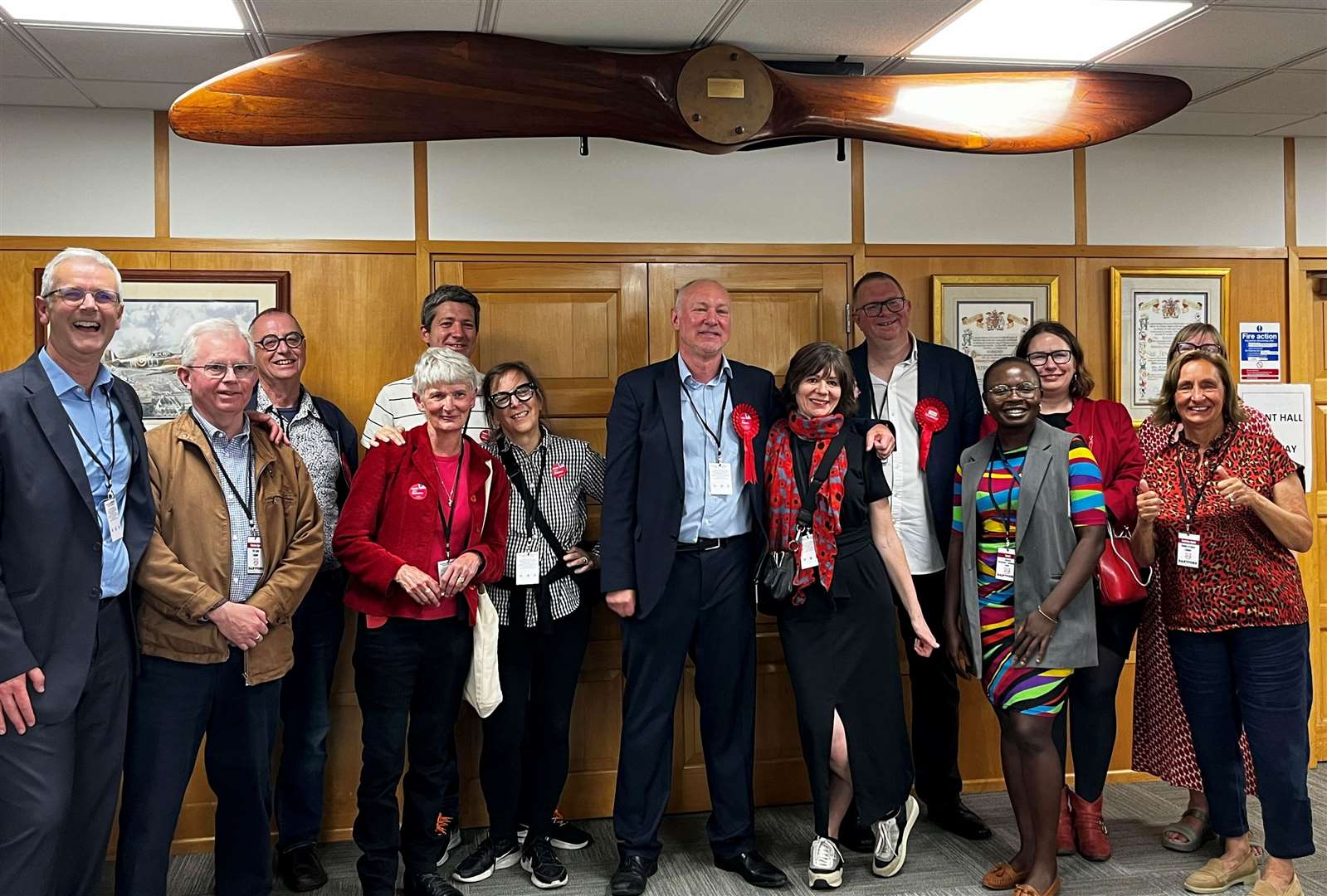 Dartford supporters celebrate after Jim Dickson wins the seat for Labour