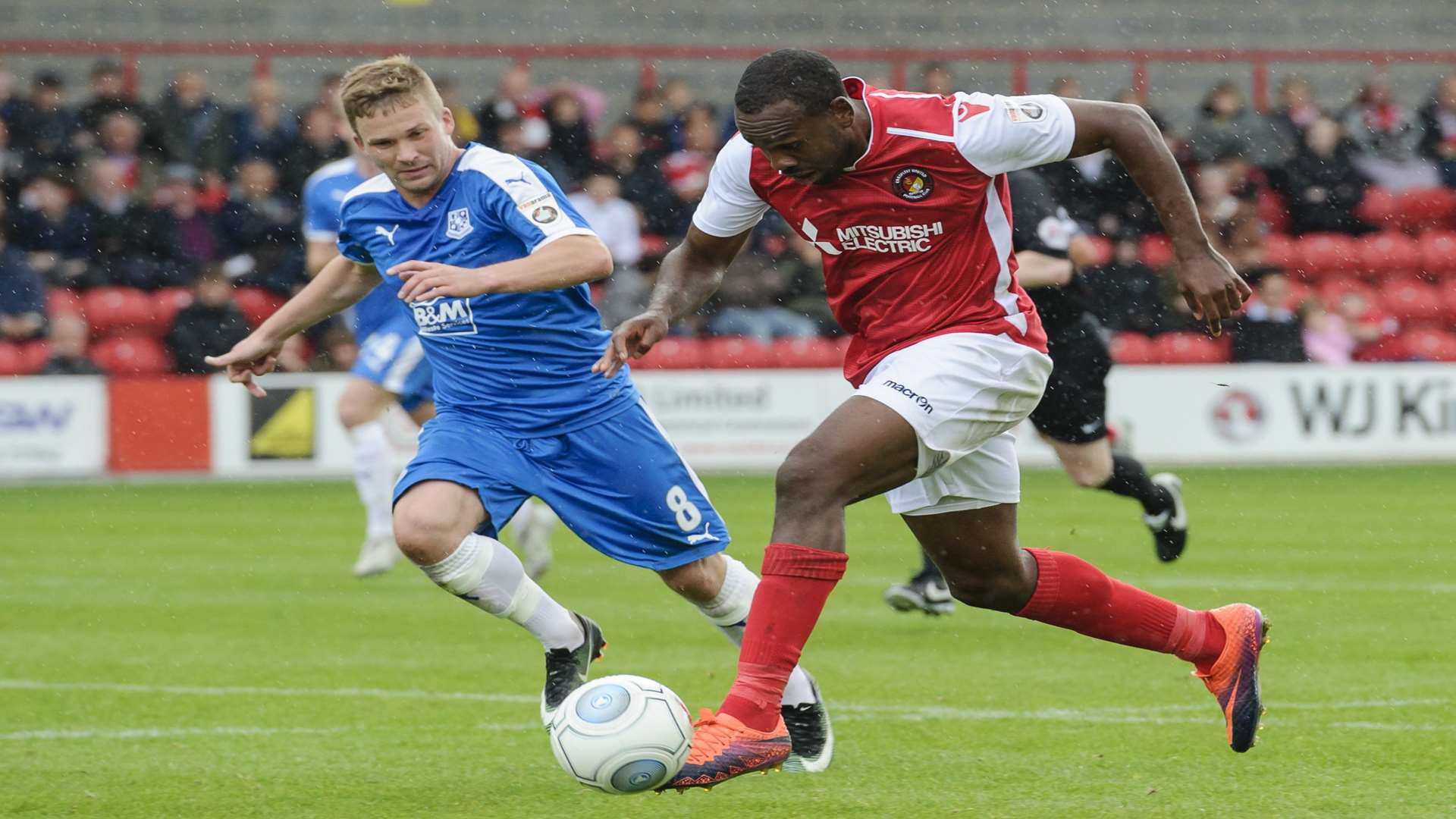 Myles Weston scored Ebbsfleet's first goal at Solihull Picture: Andy Payton