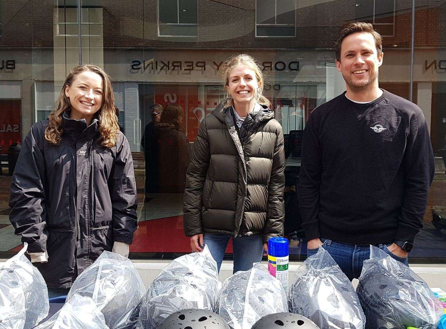 Bird staff were out in Canterbury on Monday to hand out helmets and remind people of escooter safety guidelines