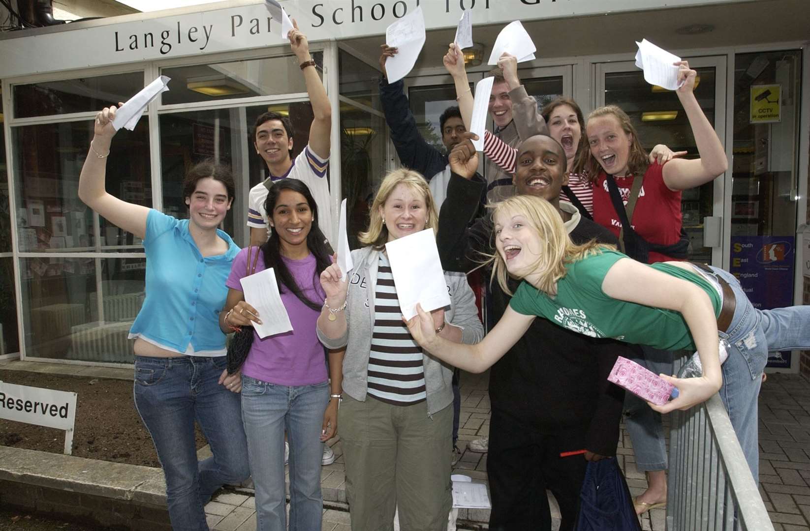 Jubilant A-Level students at Langley Park School for Girls Sixth Form, Bromley. Picture: Matthew Reading