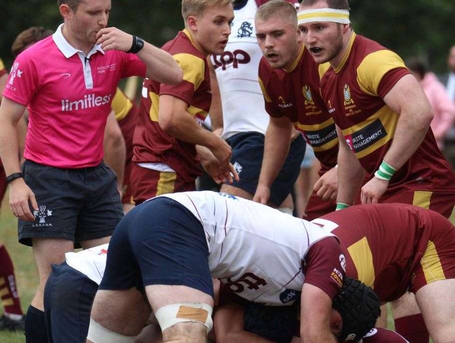 Dartfordians' Kieran Clarke, far right, excelled in the win over Thurrock. Picture: Stephen Taylor